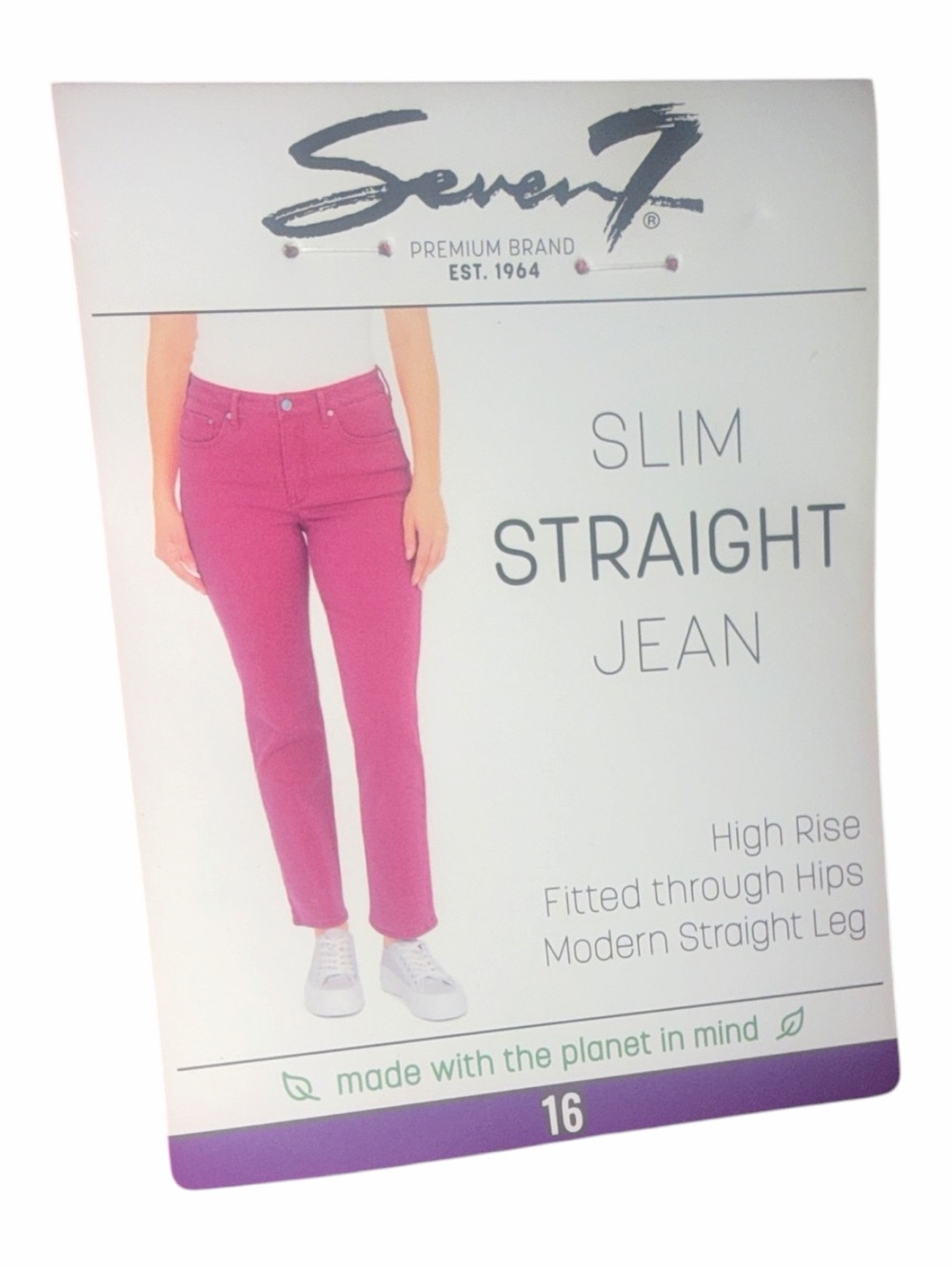 Seven7 Pink Straight-Leg High-Rise Jeans Women’s Size 16 NWT - Picture 6 of 6